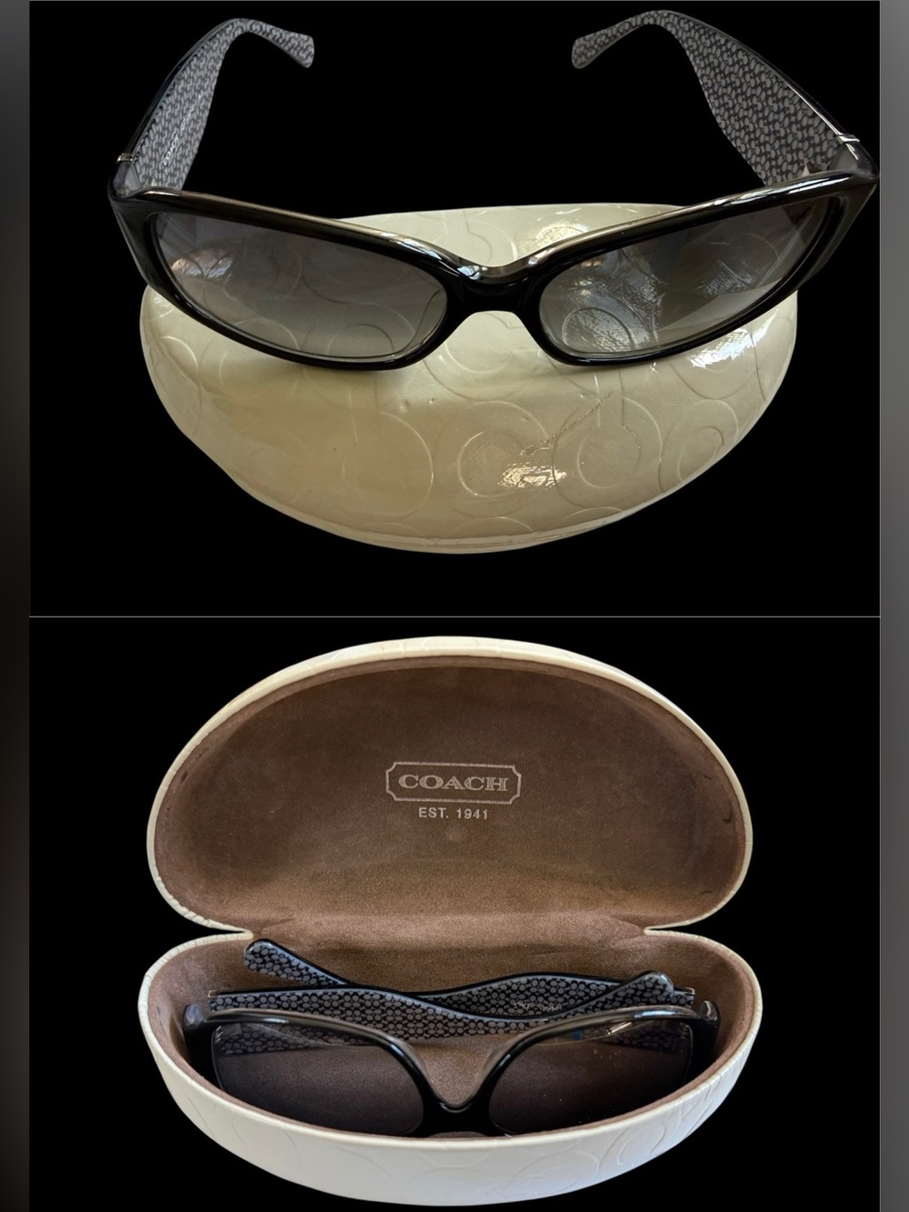 Coach Keri S464 Black Signature C Pattern Sunglasses with Case
